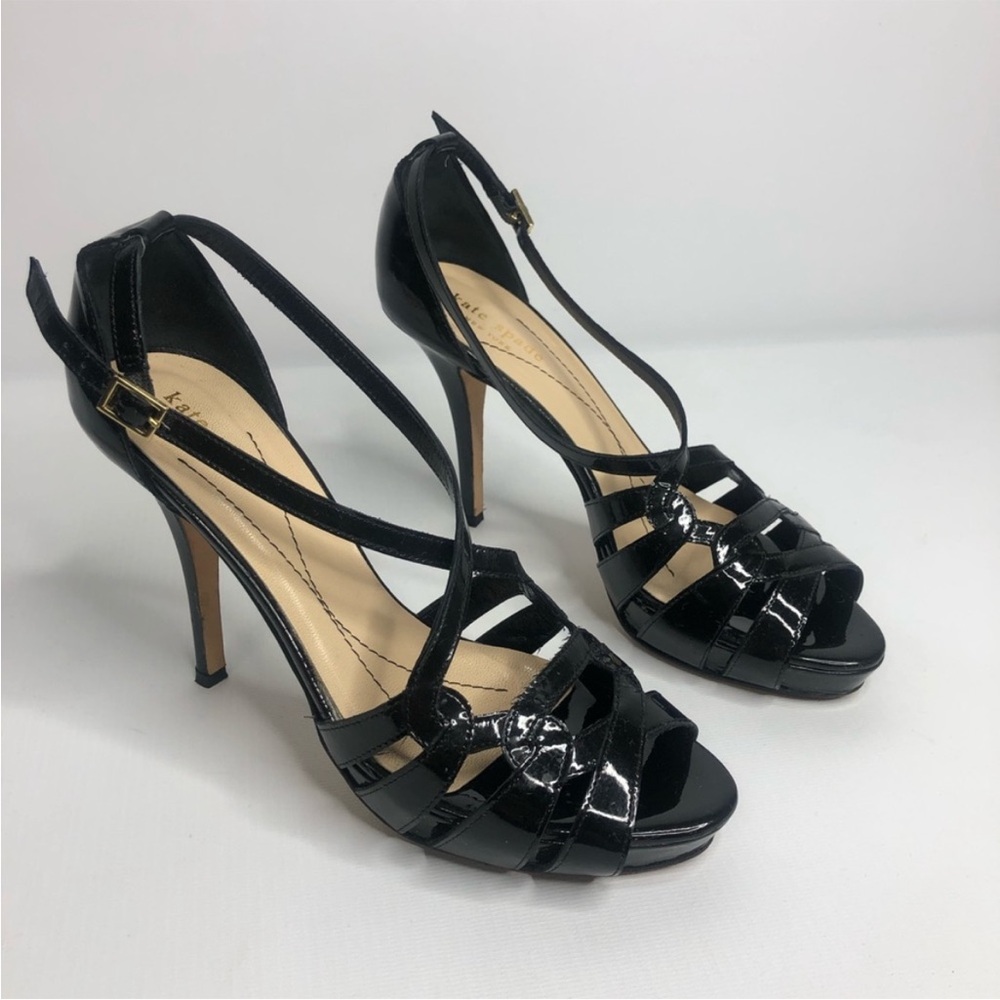 Kate Spade Shoes Black Patent Leather Strappy Heels